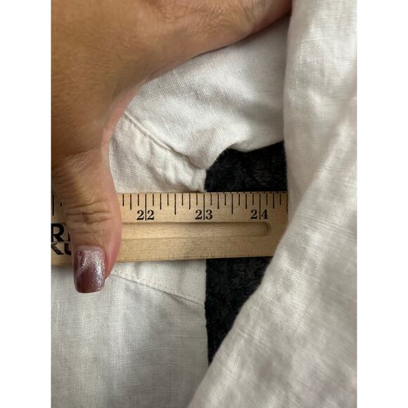 Kleen White 100% Linen Top XL Lagenlook Flowy Beachy Embroidered - Picture 6 of 12